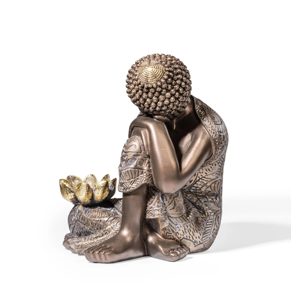 Ashnam Pleasing Lotus Candle Buddha – Left Side, Bronze & Grey