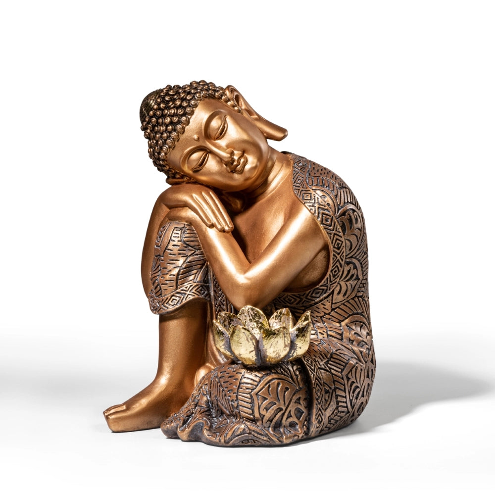 Ashnam Pleasing Lotus Candle Buddha – Right Side, Antique Gold