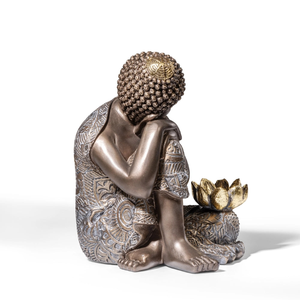 Ashnam Pleasing Lotus Candle Buddha – Right Side, Bronze & Grey