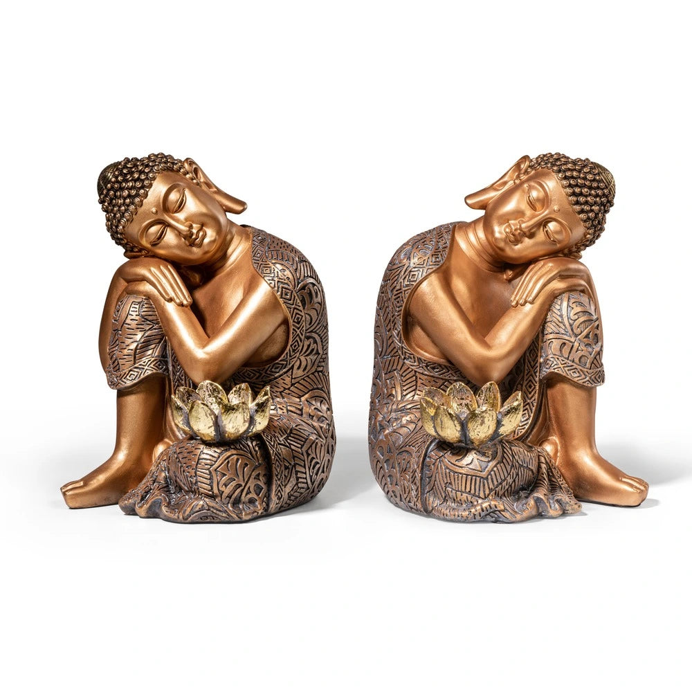 Ashnam Resting Buddha Bookend – Left Side & Right Side, Set of Two