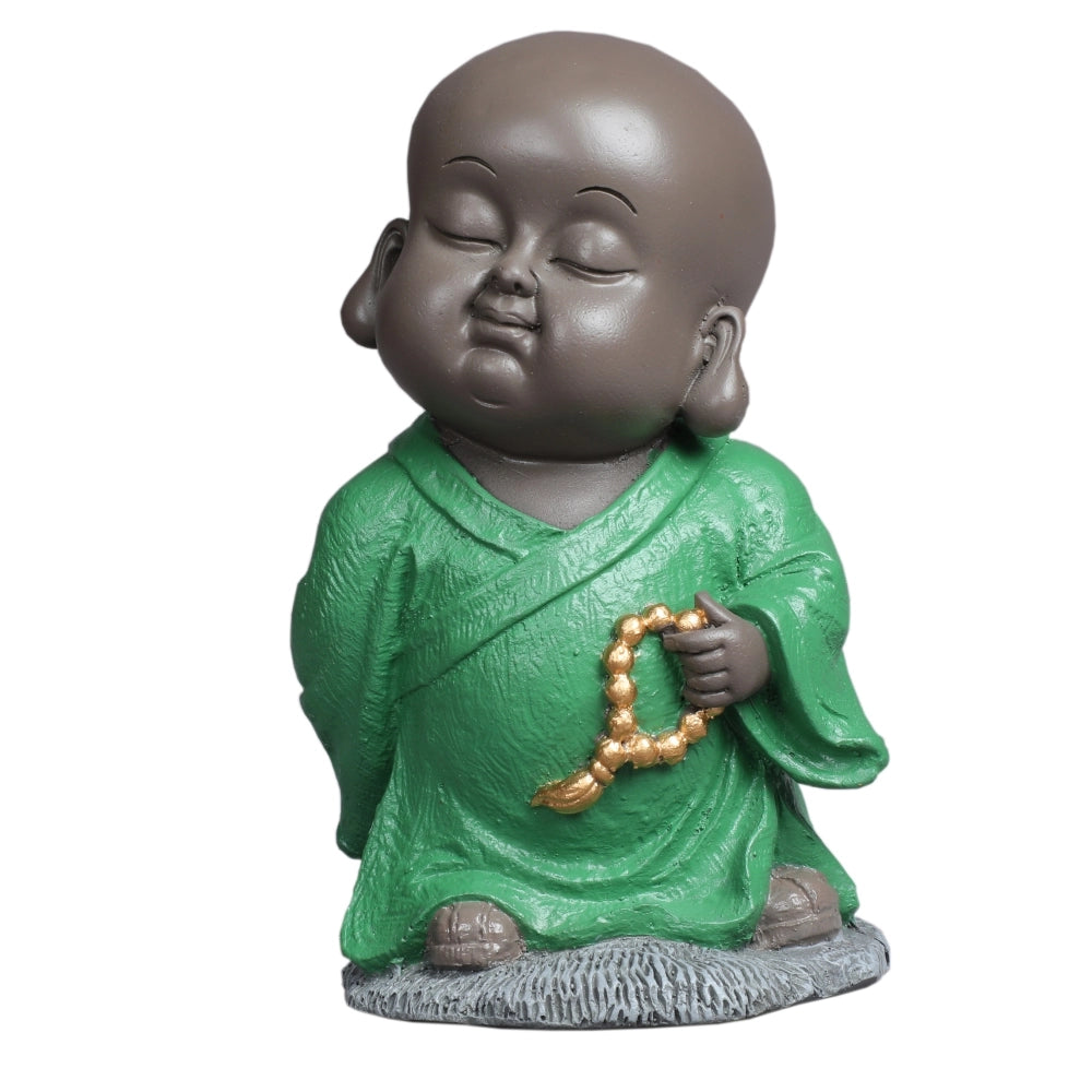 Attitude Monk Mala In Left Decorative Showpiece – Green