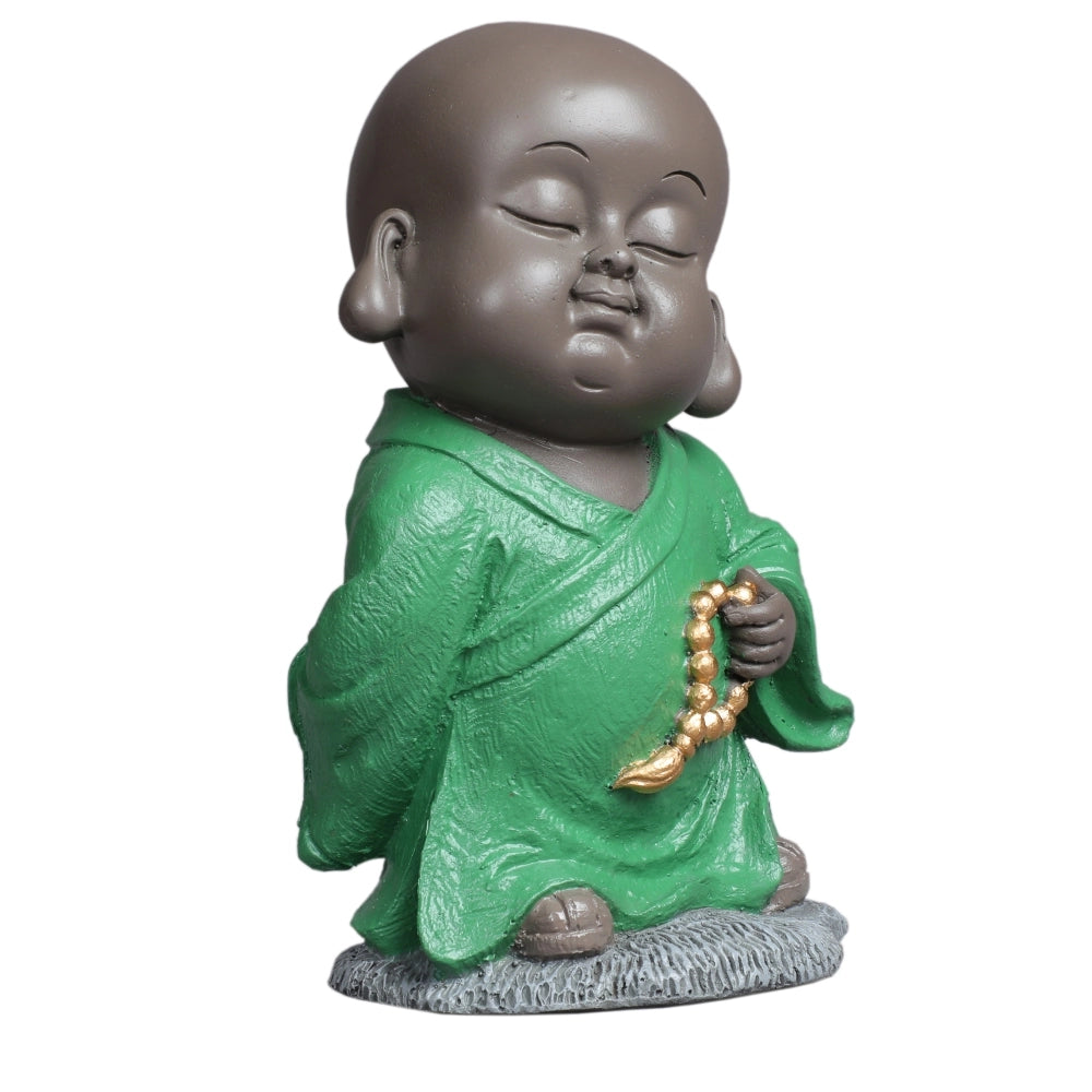 Attitude Monk Mala In Left Decorative Showpiece – Green
