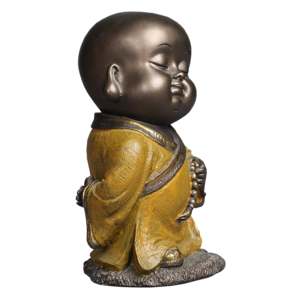Attitude Monk Mala In Left Decorative Showpiece – Yellow