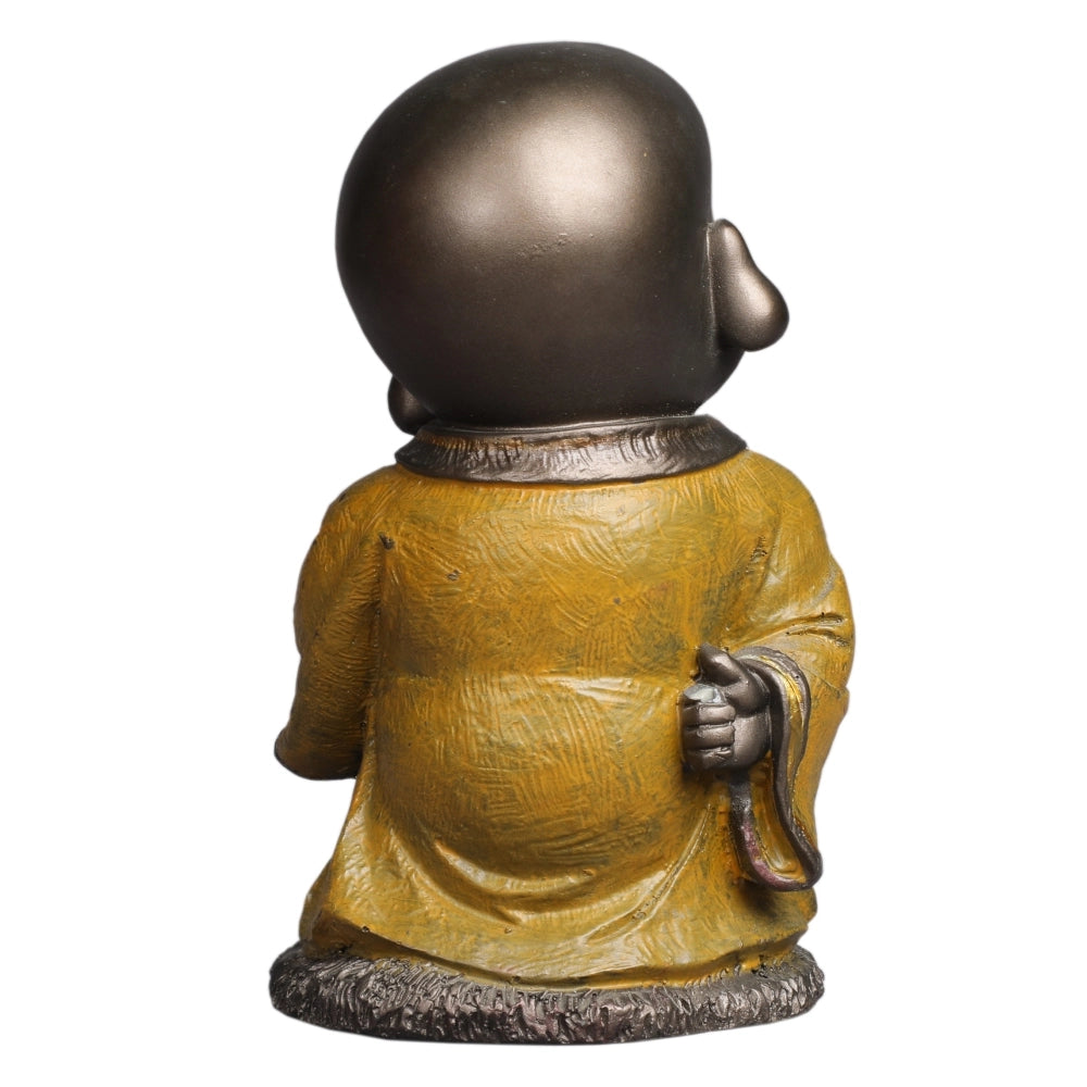Attitude Monk Mala In Left Decorative Showpiece – Yellow
