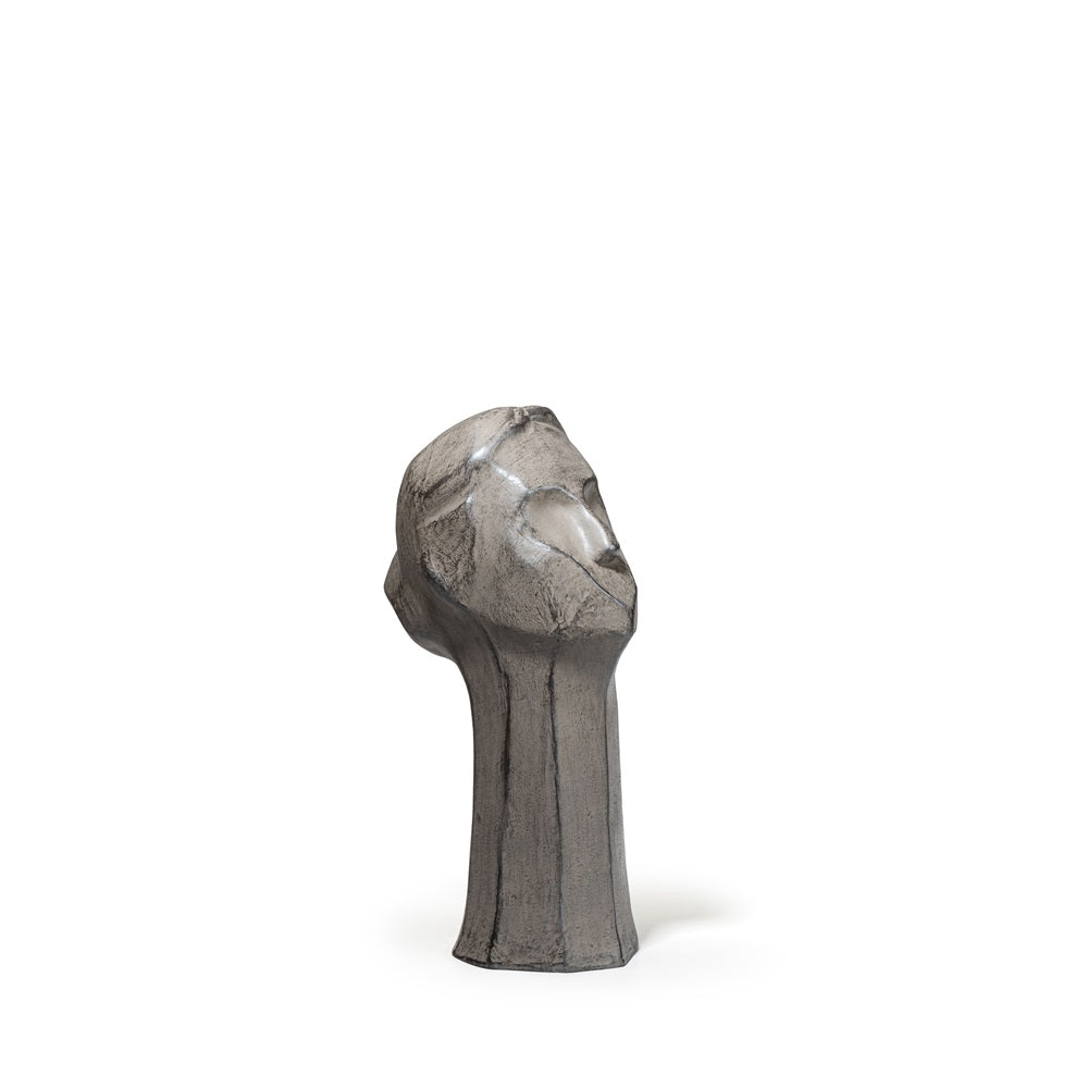 Ashnam Abstract Woman Head Figurine - Cement Grey, 26cm