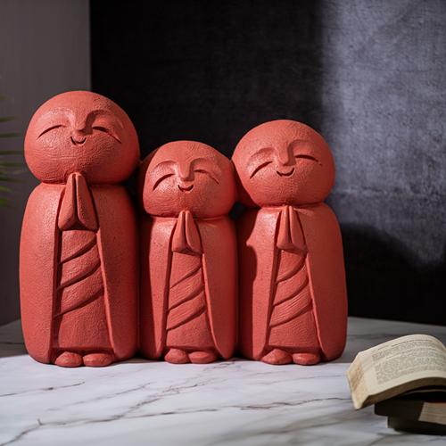 Ashnam Zuzu Family Monk Statue, Terracotta - A Symbol of Unity, Peace and Harmony