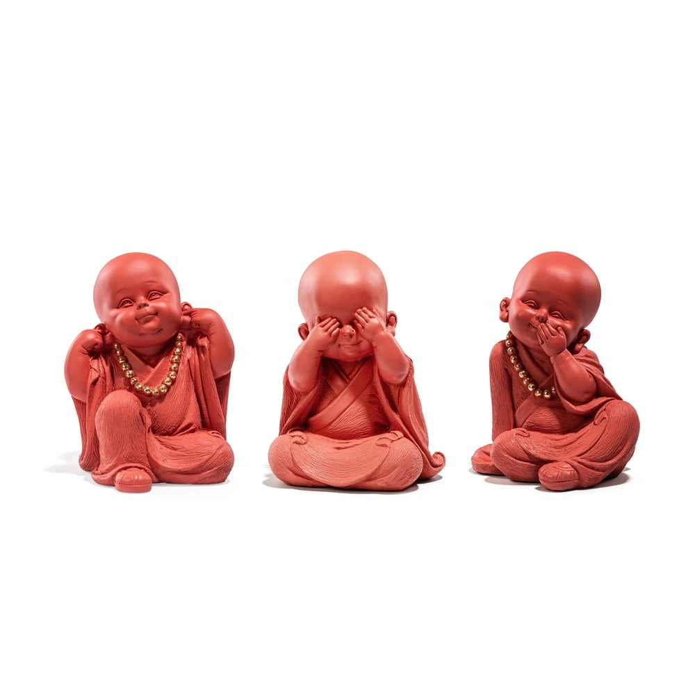Ashnam Monk Don’t See Bad, Don’t Speak Bad, Don’t Hear Bad (Set of Three) – Terracotta