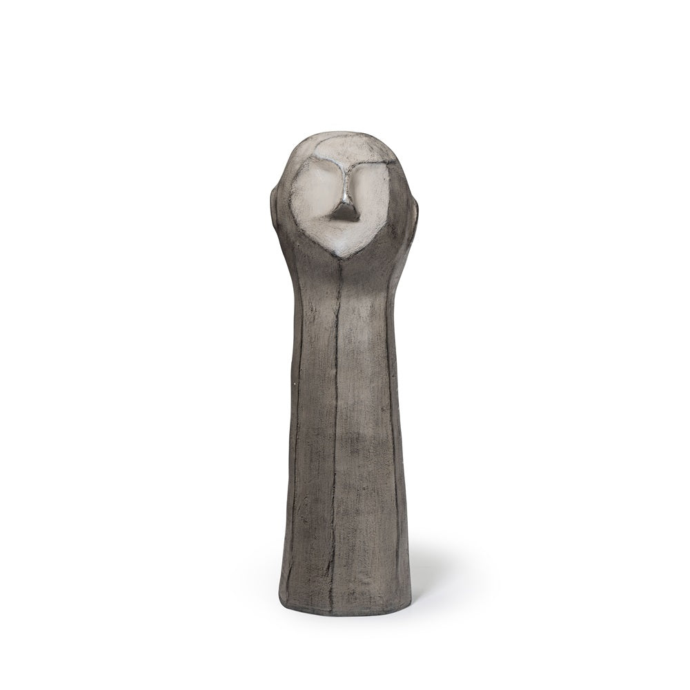 Ashnam Abstract Couple Head Figurine - Cement Grey, 36cm