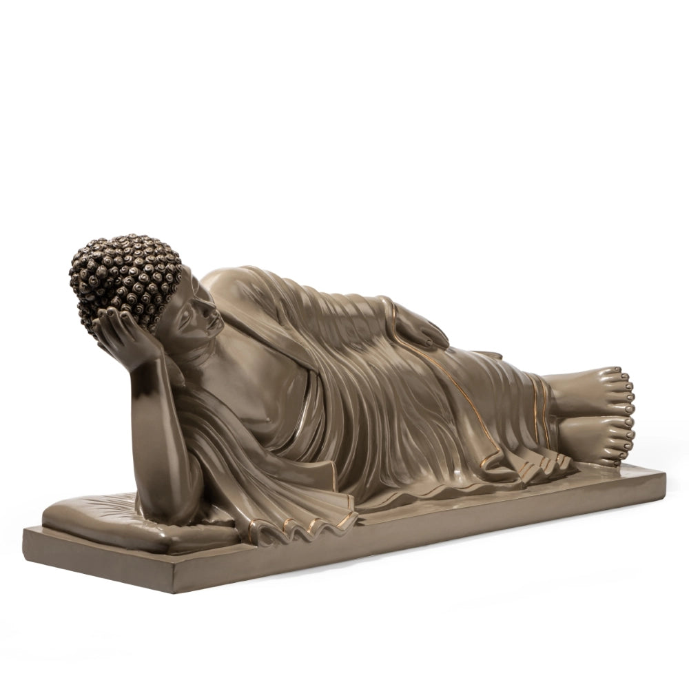Ashnam Reclining Buddha Decorative Showpiece For Home Décor – Ash Grey