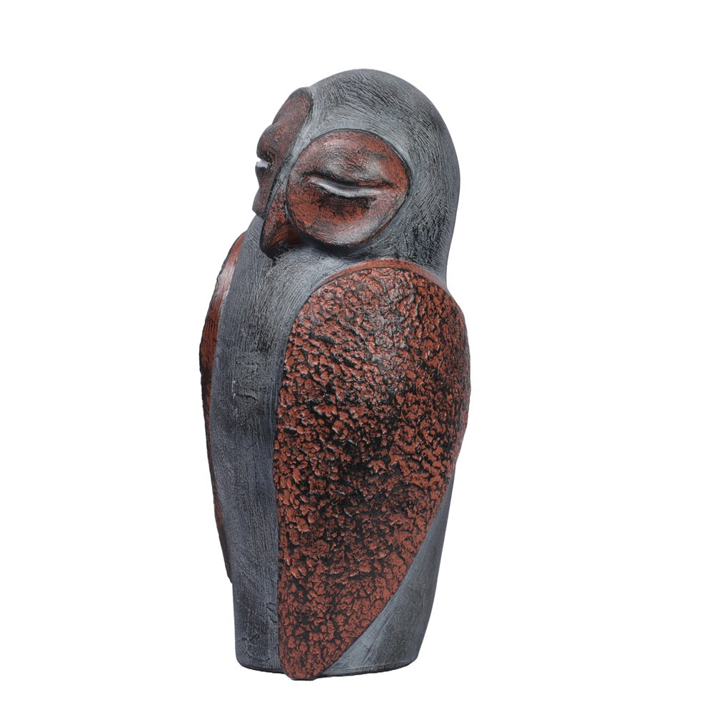 Ashnam Subtle Charm Wise Bird - Smokey Grey & Copper Rust, 27cm
