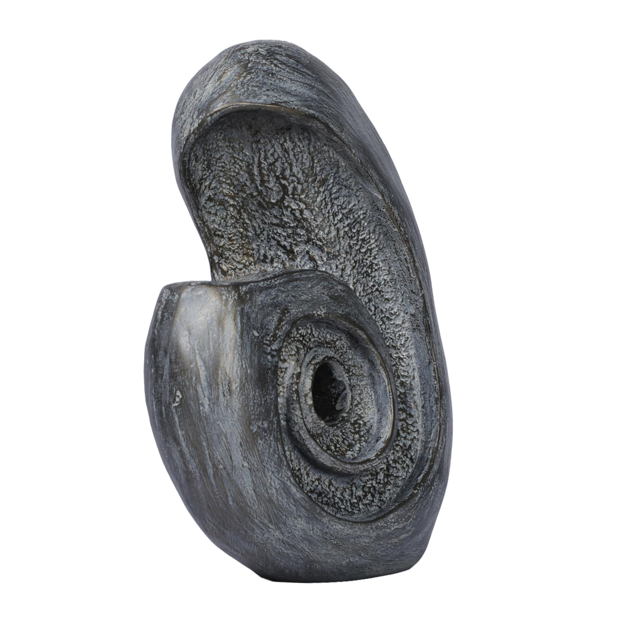 Ashnam Abstract  Modern Swirling Sculpture with Central Void - Rust Iron, 25 Cm