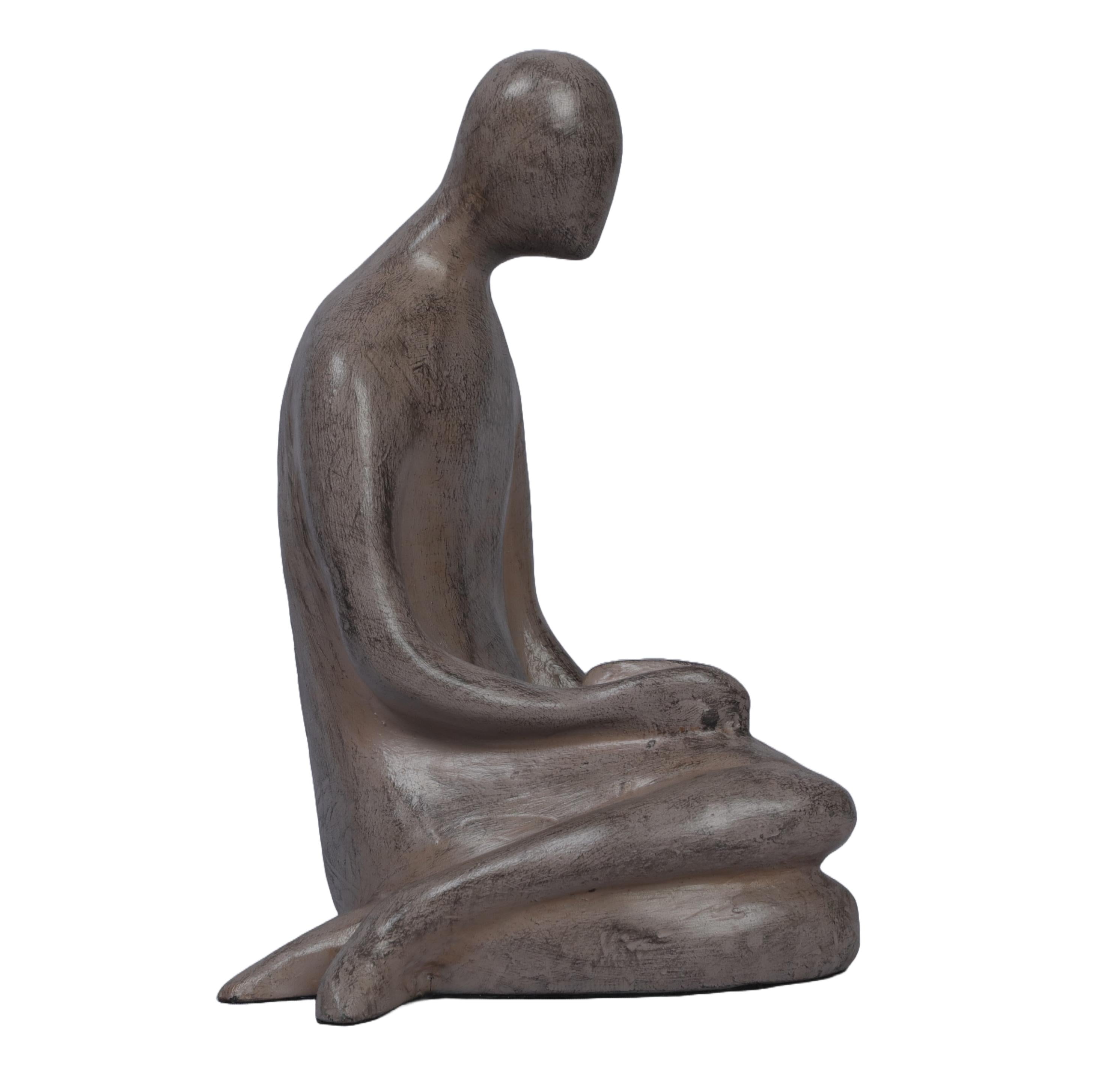 Ashnam Studious Serenity Abstract Human Showpiece - Rust Iron, 22 Cm