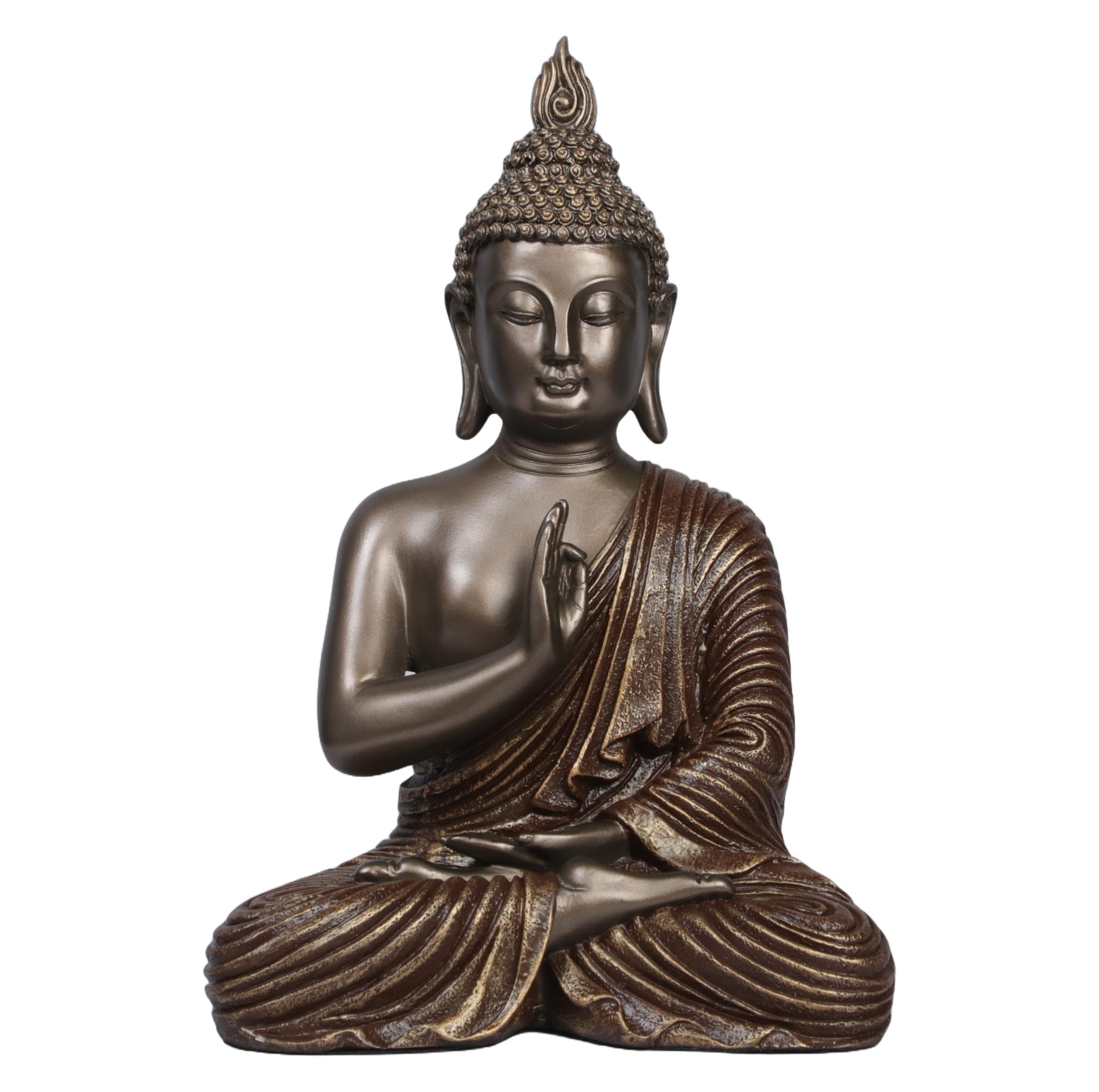 Ashnam Enlightened Grace: Buddha Statue in Gyana Mudra Pose - Bronze Brown, 26 Cm