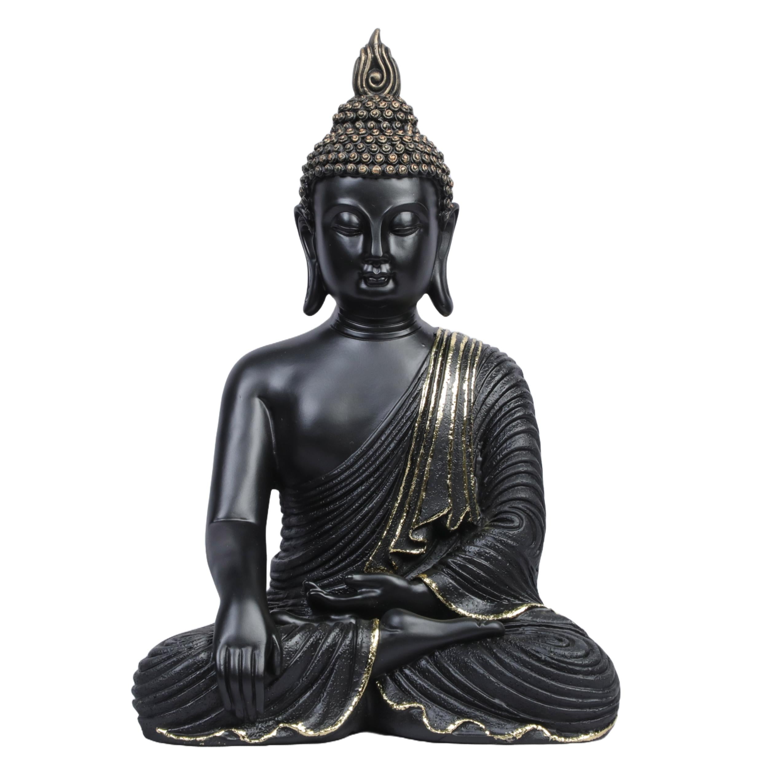 Ashnam Meditating Buddha with Hands in Reverent Pose - Black, 26 Cm