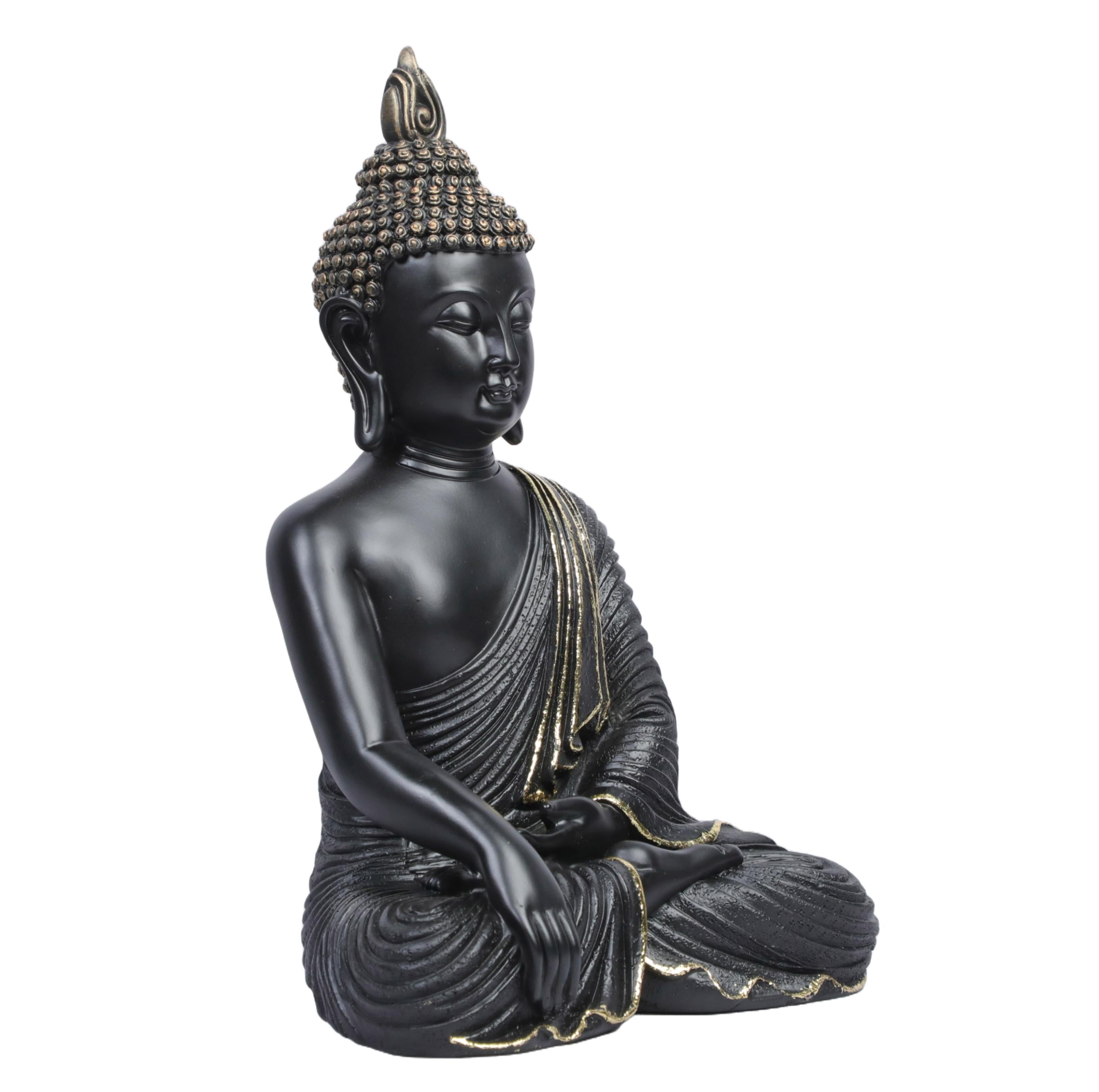 Ashnam Meditating Buddha with Hands in Reverent Pose - Black, 26 Cm