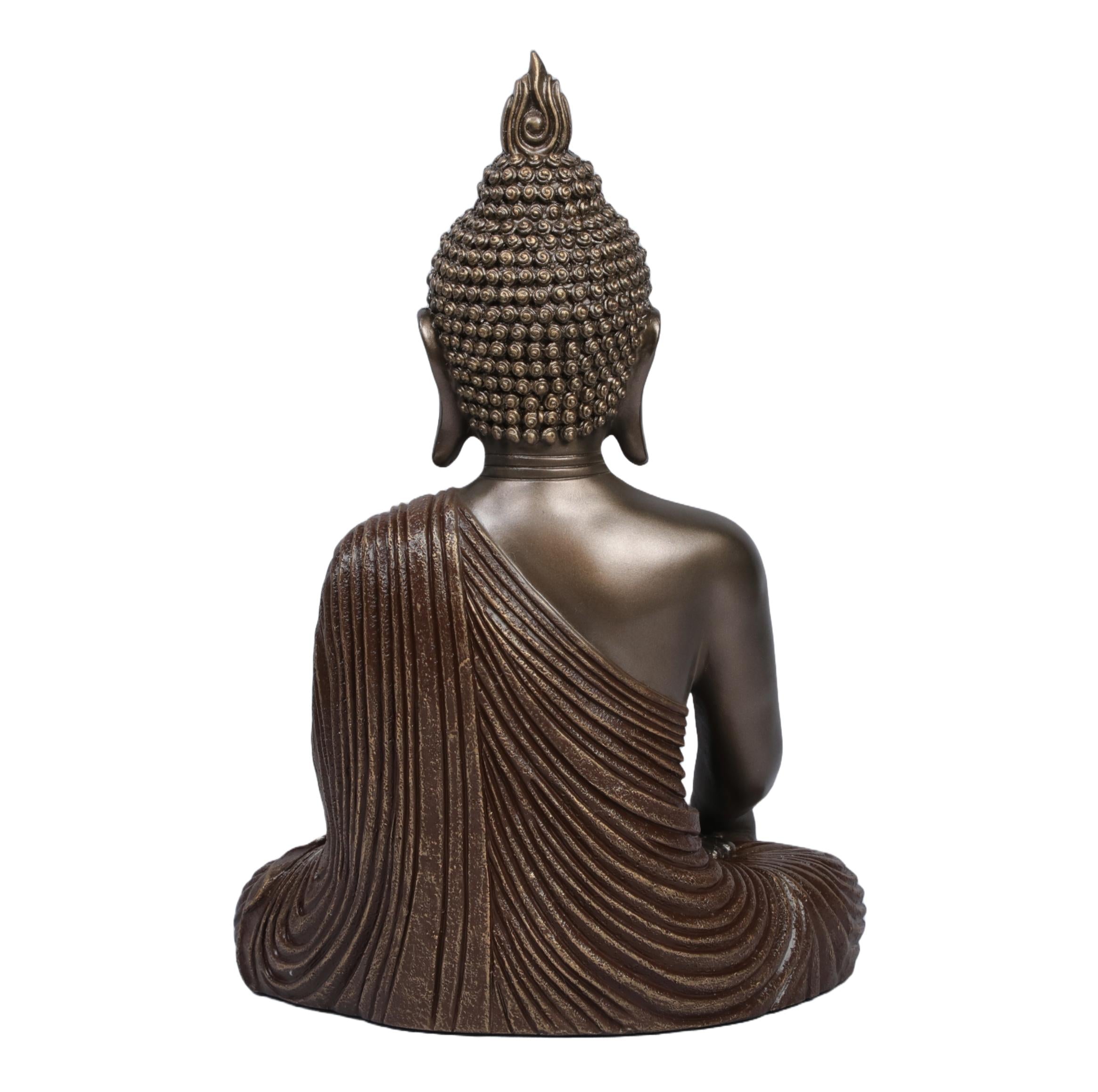Ashnam Meditating Buddha with Hands in Reverent Pose - Bronze Brown, 26 Cm