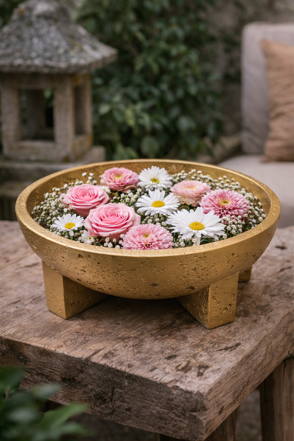 Elegant Centerpiece Urli Bowl - Gold Finish
