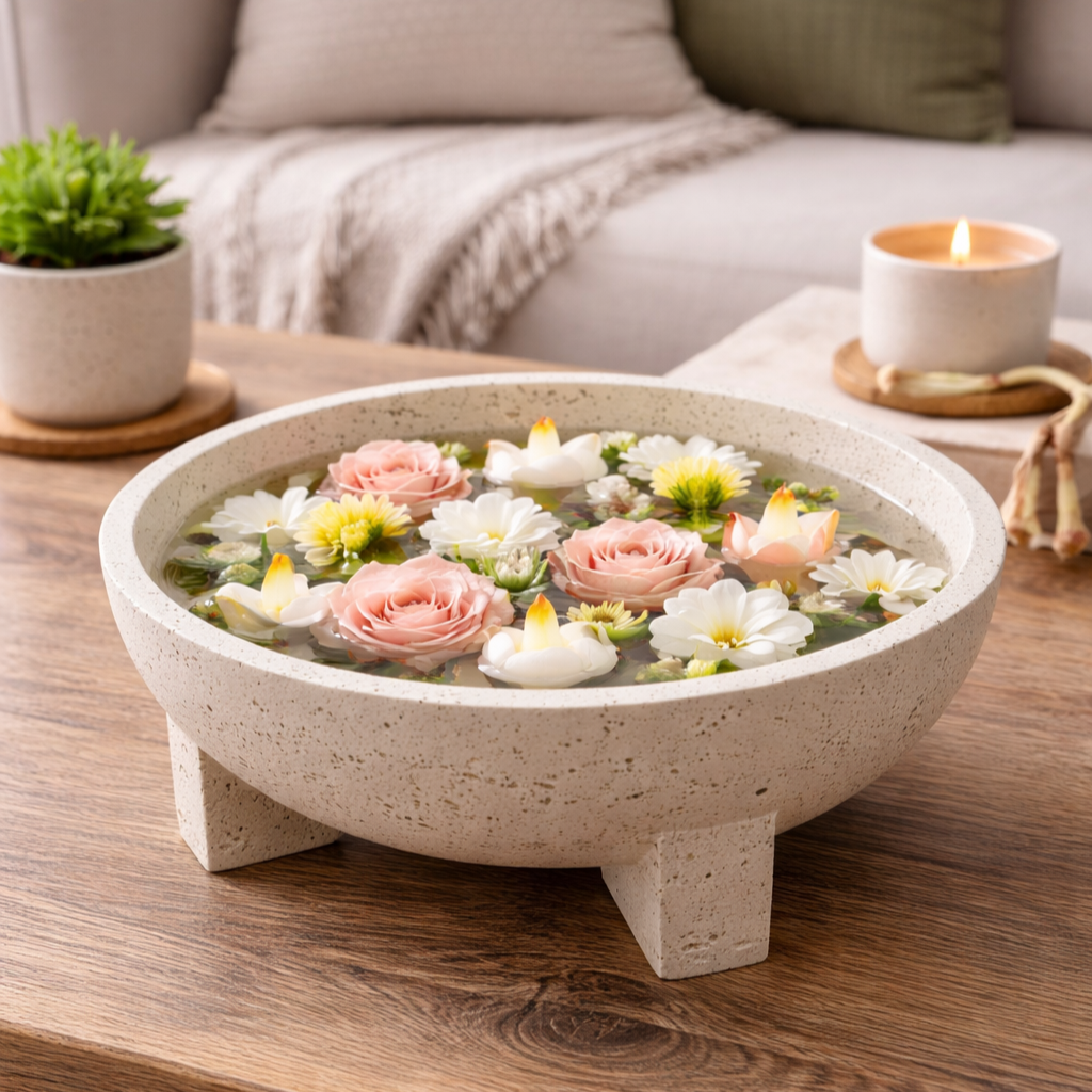 Elegant Centerpiece Urli Bowl - Marble Finish