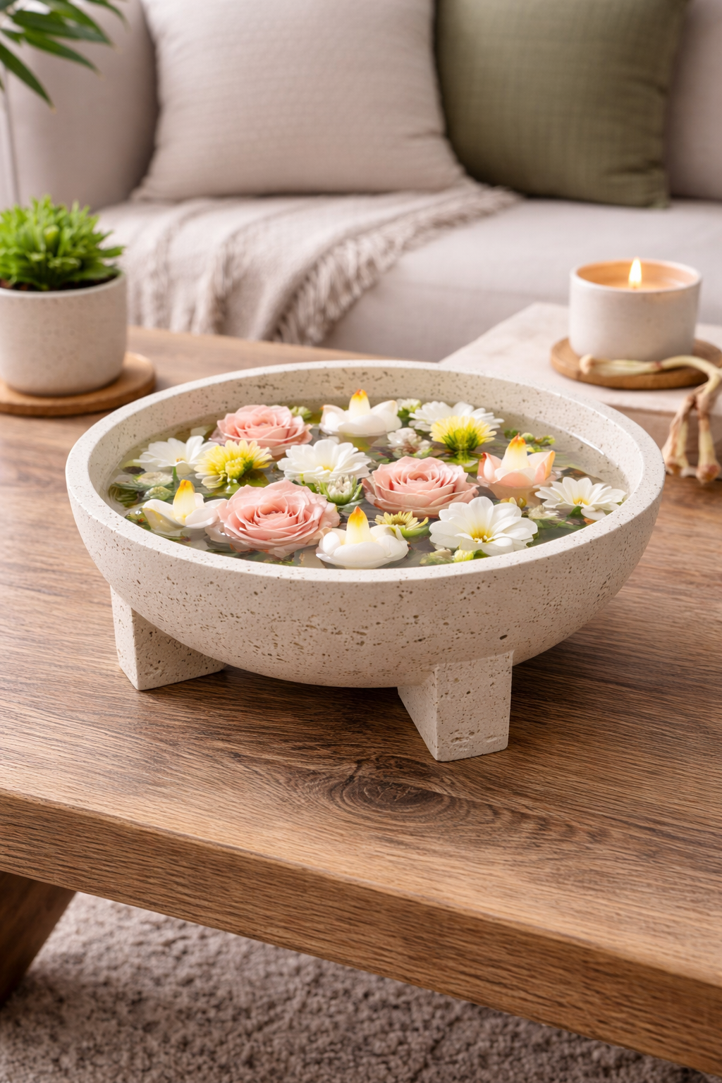 Elegant Centerpiece Urli Bowl - Ivoire Clair Finish