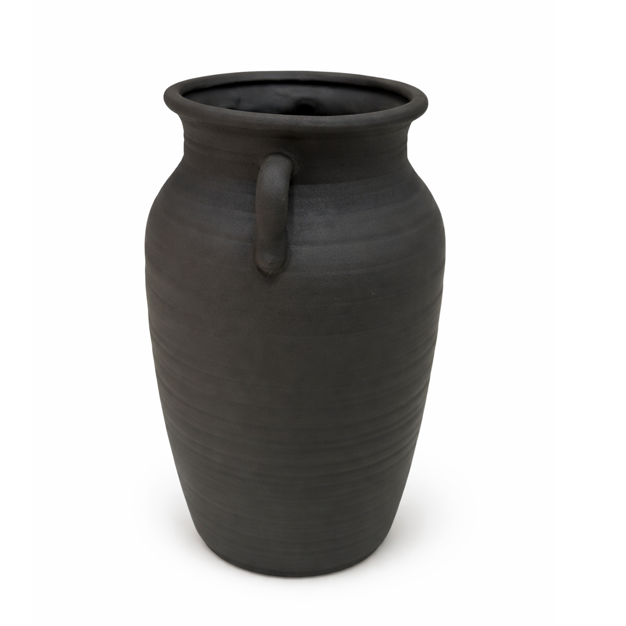 Rustic Vase with Handles Vintage Style Flower Vase - Black Charcoal