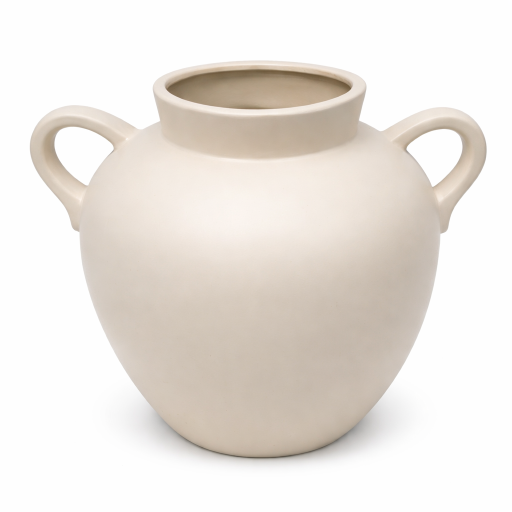 Minimalist Dual-Handle Vase Modern Decorative Tabletop Flower Vase - Ivoire Clair
