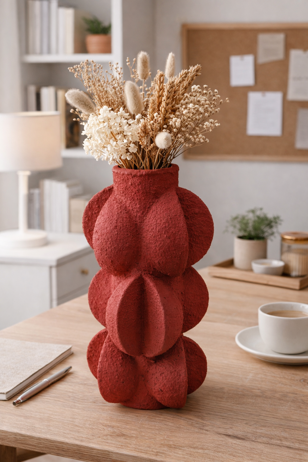Modern Textured Polyresin Decorative Vase Sculptural Flower Vase - Olive Jaune – Polyresin
