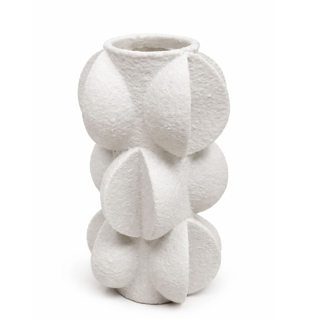 Modern Textured Polyresin Decorative Vase Sculptural Flower Vase – Marble Finish – Composite Marble