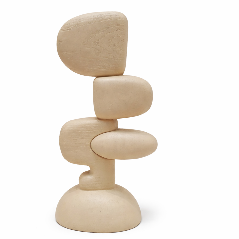 Modern Abstract Polyresin Sculptural Showpiece Minimalist Decorative Table Accent – Ivoire Clair – Polyresin