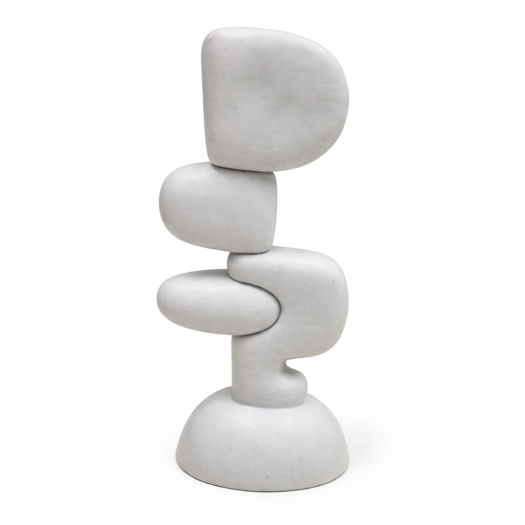 Modern Abstract Polyresin Sculptural Showpiece Minimalist Decorative Table Accent – Marble Finish – Composite Marble