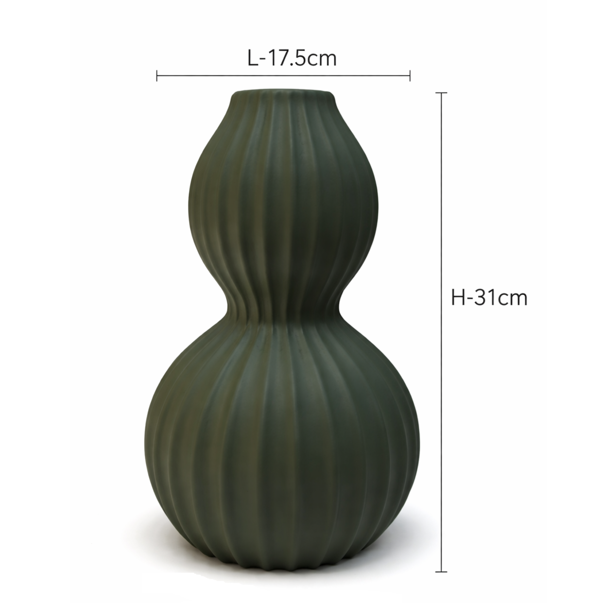Elegant Ribbed Double Gourd Decorative Vase Modern Textured Home Decor Accent - Sand Finish