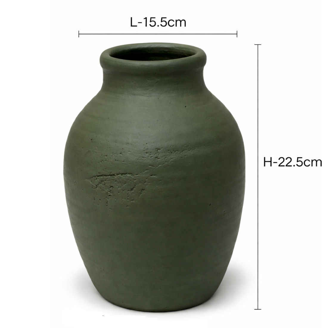 Rustic Minimalist Decorative Vase with Handle - Olive Gris