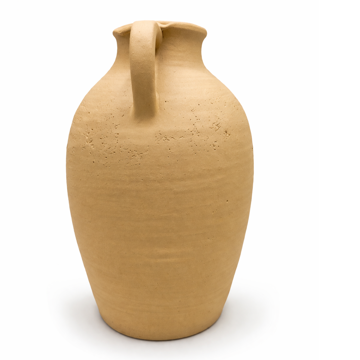 Rustic Minimalist Decorative Vase with Handle - Marble Finish