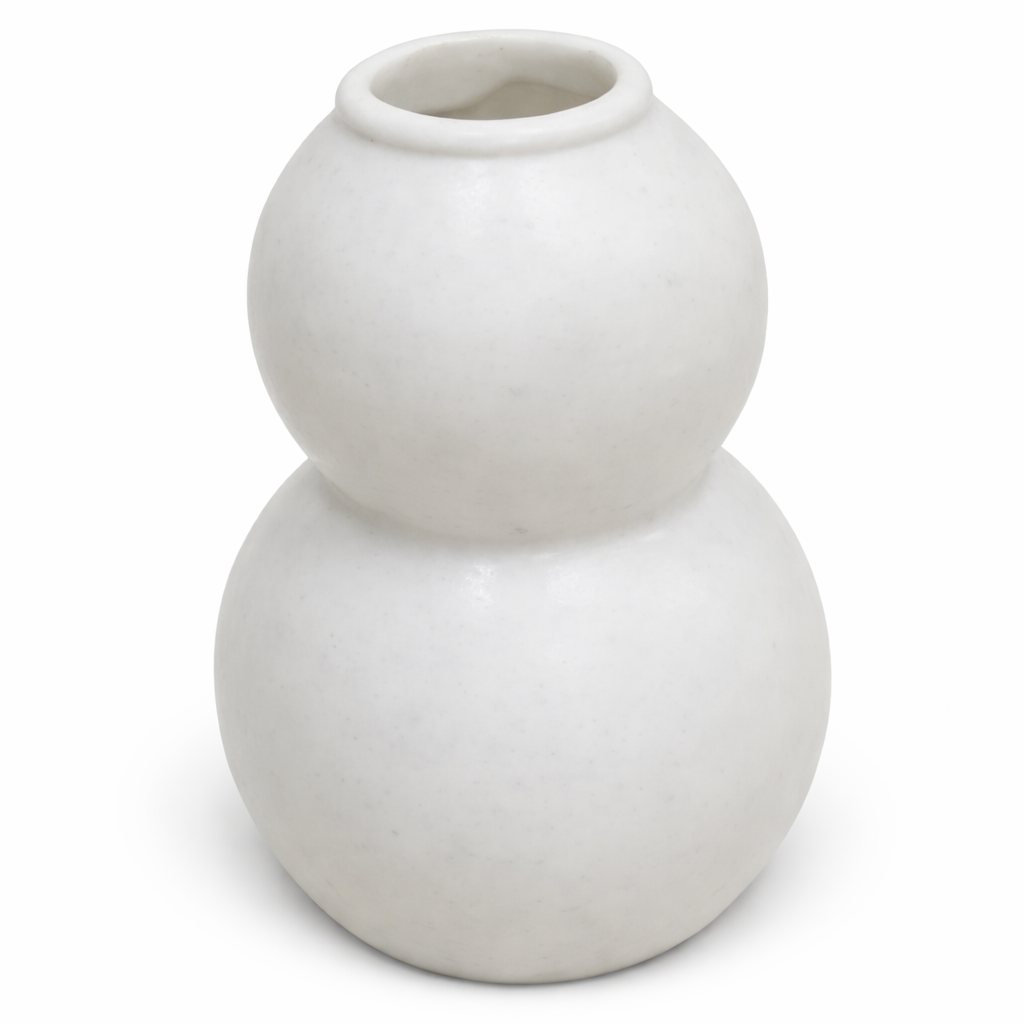 Minimalist Double Gourd Decorative Vase Modern Tabletop Accent - Marble Finish