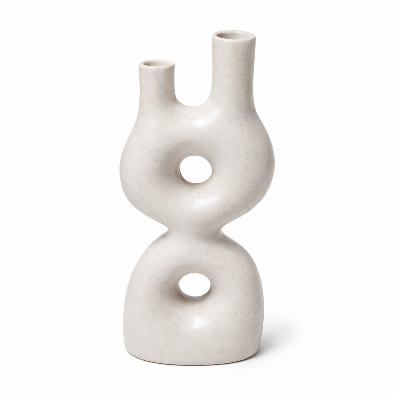 Modern Abstract Dual Neck Decorative Vase Sculptural Hollow Design Flower Vase - Marble Finish