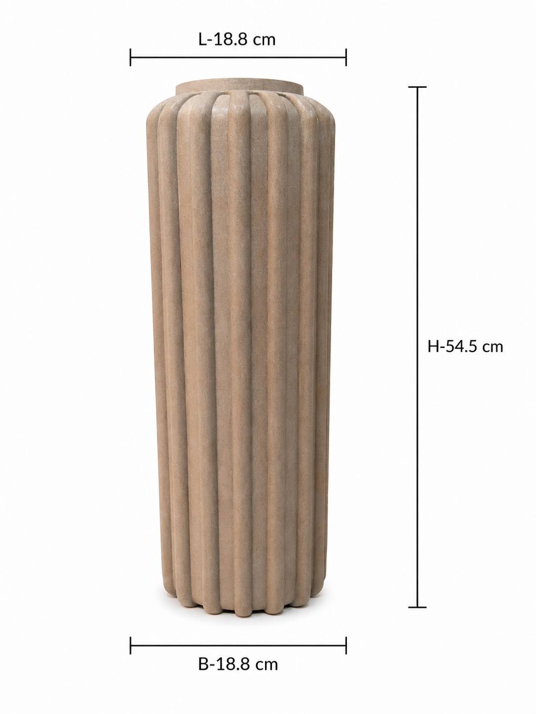 Elegant Fluted White Decorative Vase Modern Minimalist Home Décor Accent - Sand Finish – Composite Sand