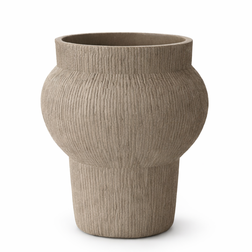 Modern Textured Decorative Vase Ribbed Polyresin Flower Vase - Sand Finish – Composite Sand