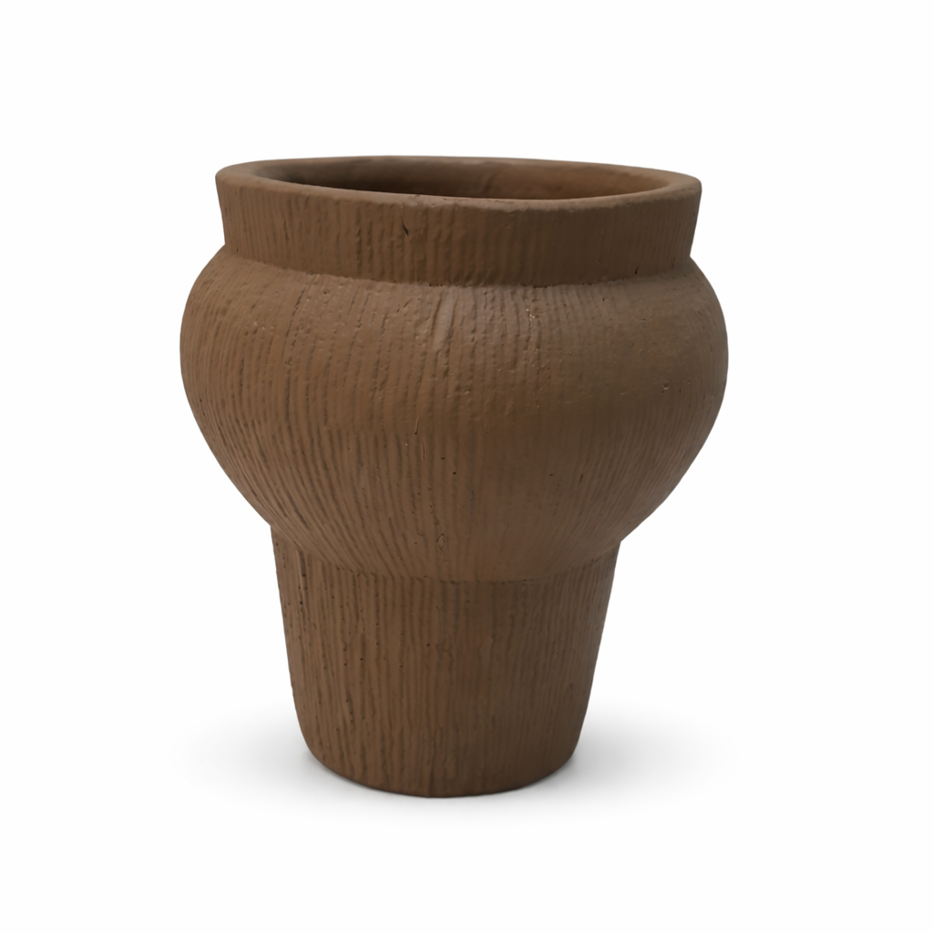 Modern Textured Decorative Vase Ribbed Polyresin Flower Vase - Olive Jaune – Polyresin
