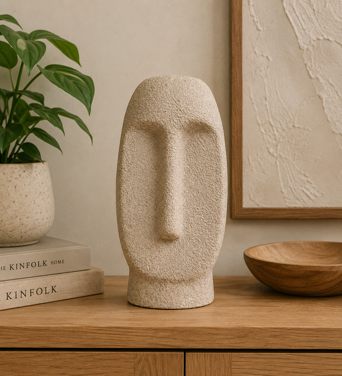 Modern Abstract Face Vase Artistic Textured Decorative Vase Showpiece - Sand Finish
