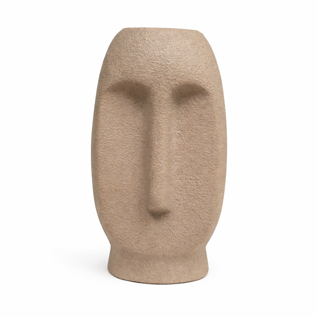 Modern Abstract Face Vase Artistic Textured Decorative Vase Showpiece - Sand Finish - Composite Sand