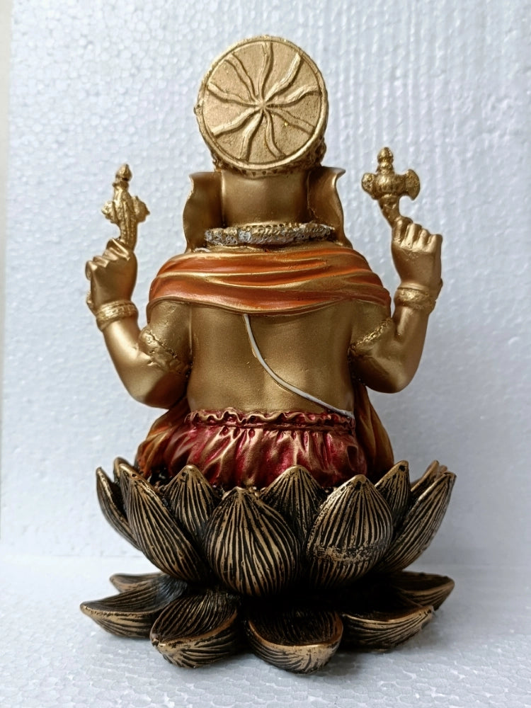 Lord Ganesha Idol Sitting on Lotus Decorative Showpiece – Multicolor
