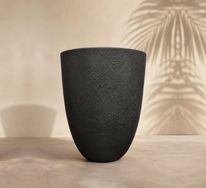 Contemporary Round Planter – Black - Close-up