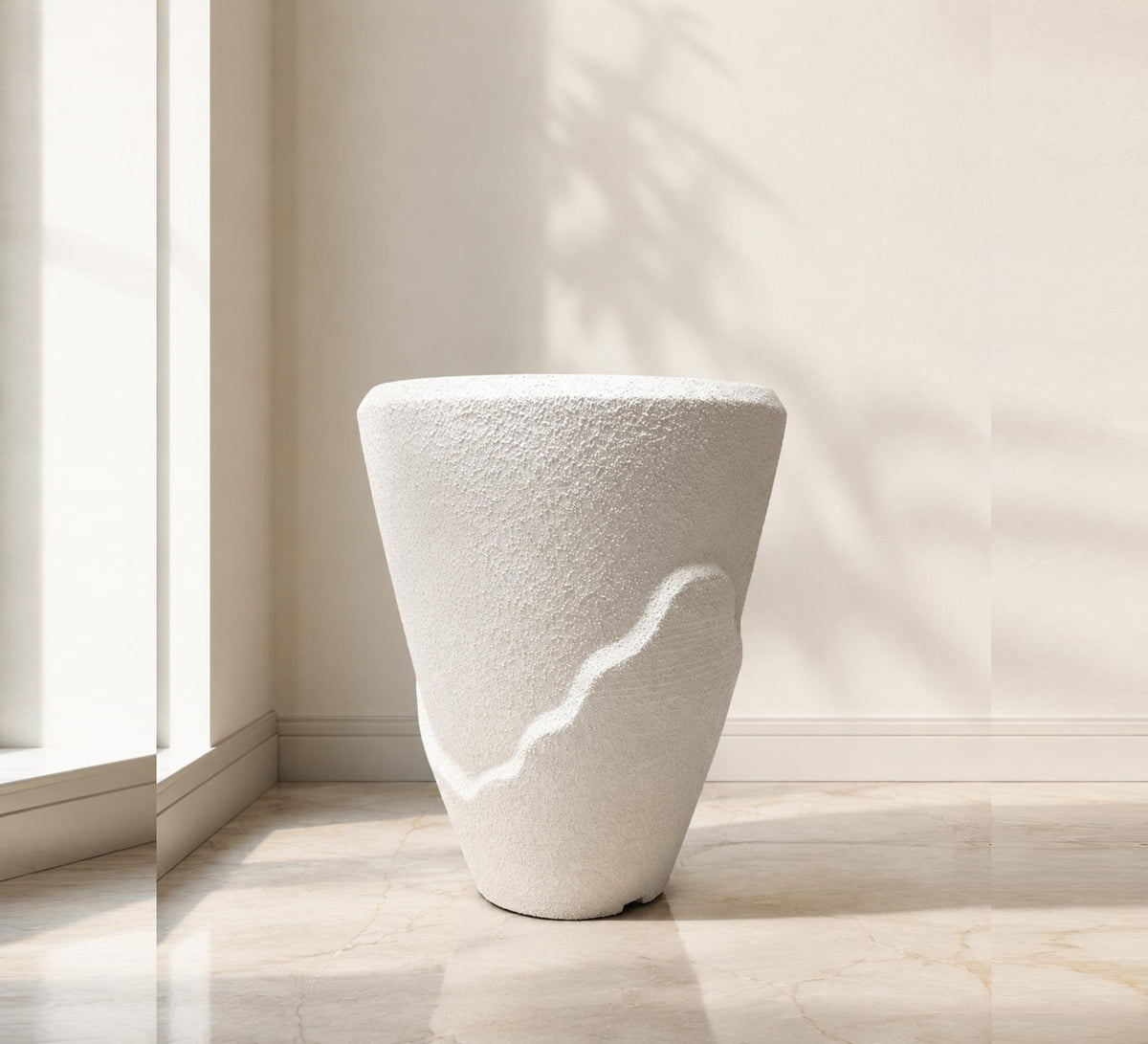 Sculptural Organic Planter - White Finish - Close-up