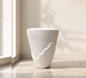 Sculptural Organic Planter - White Finish - Close-up