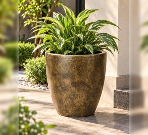 Antique Aura Outdoor Planter – Bronze Gold - Lifestyle