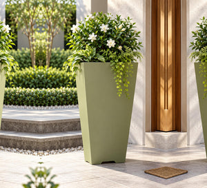 Urban Tower Outdoor Planter – Sage Green - Lifestyle