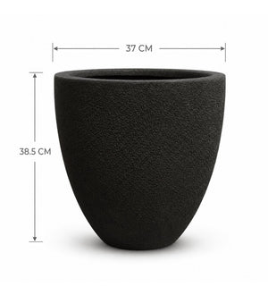 Modern Textured Round Planter – Black - Dimensions