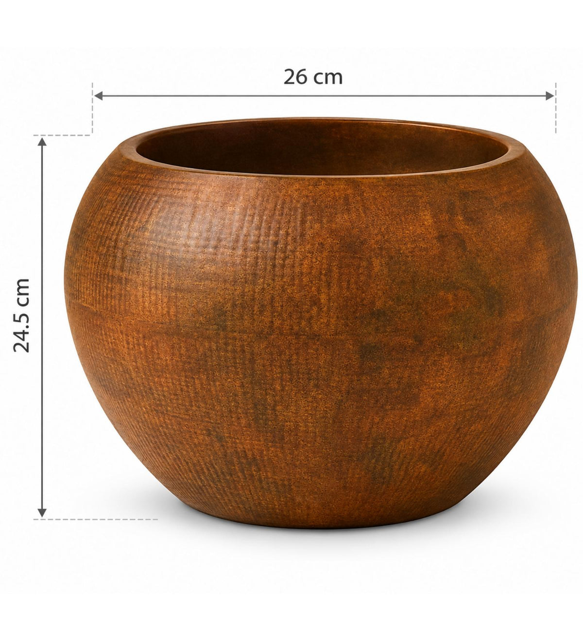 Earth Orb Indoor Planter – Rustic Brown - Dimensions