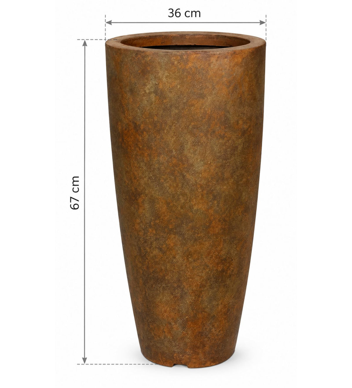 Terra Column Outdoor Planter – Rustic Earth Brown - Dimensions