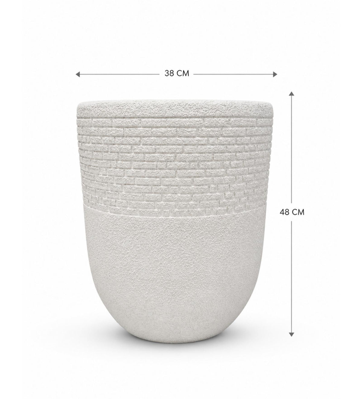 Tall Ribbed Planter – Ivory White - Dimensions