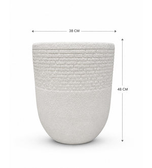 Tall Ribbed Planter – Ivory White - Dimensions
